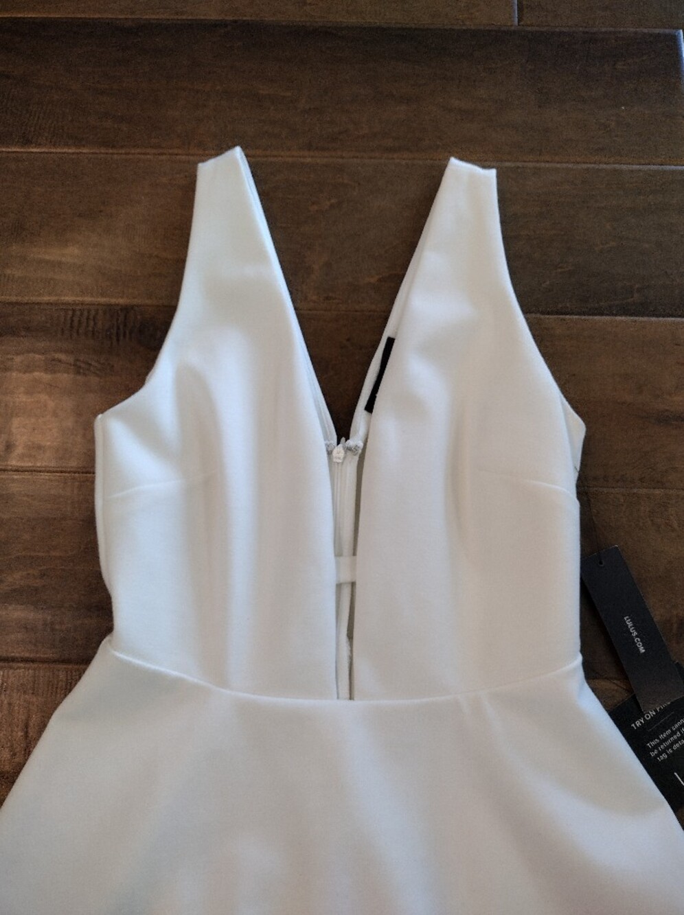 LULU'S Women's NWT white Take The Plunge deep v-neck skater dress - S - Picture 7 of 14